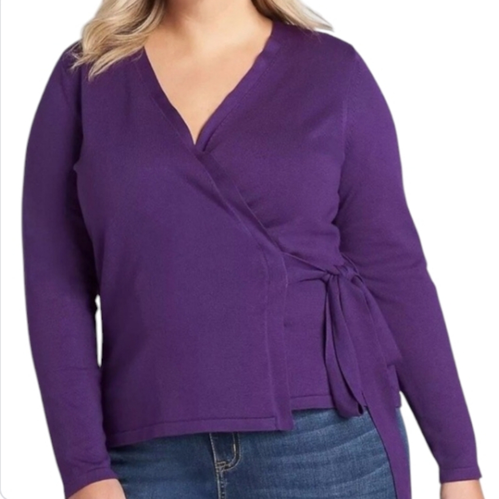 Lane Bryant V Neck Wrap Sweater Acai